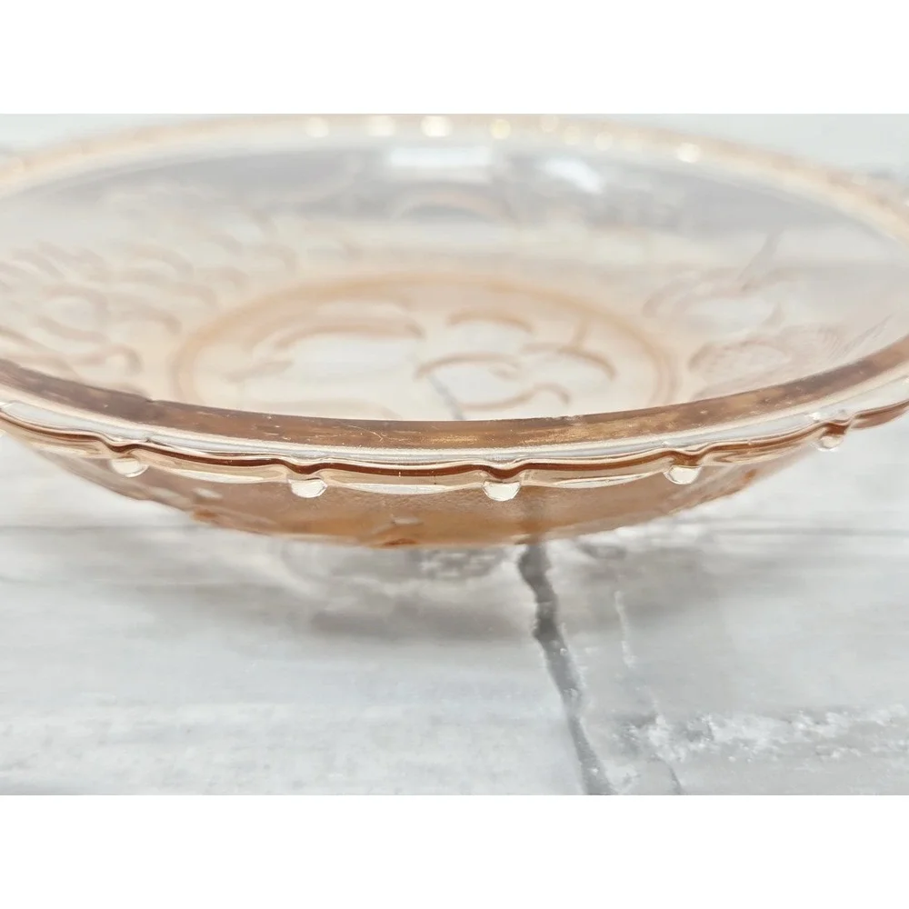 Vintage‎ Pink Glass Bowl KIG Indonesia Fruit Pattern Depression Glass